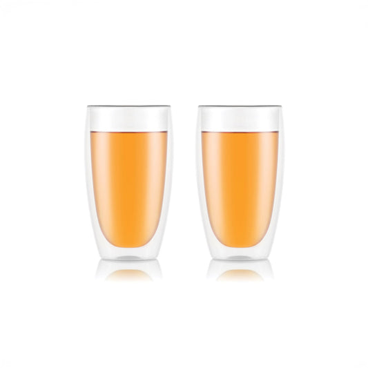 Double wall glass set 2 tea cups 450ml