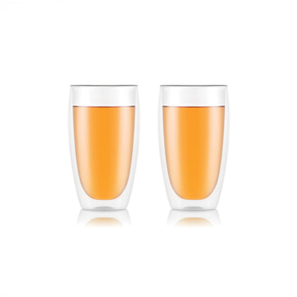 Double wall glass set 2 tea cups 450ml